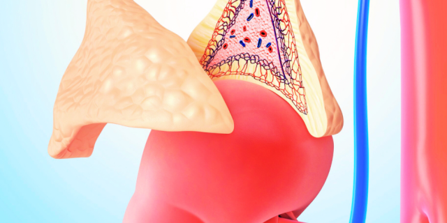 Imagem interna do corpo das glândulas adrenais.